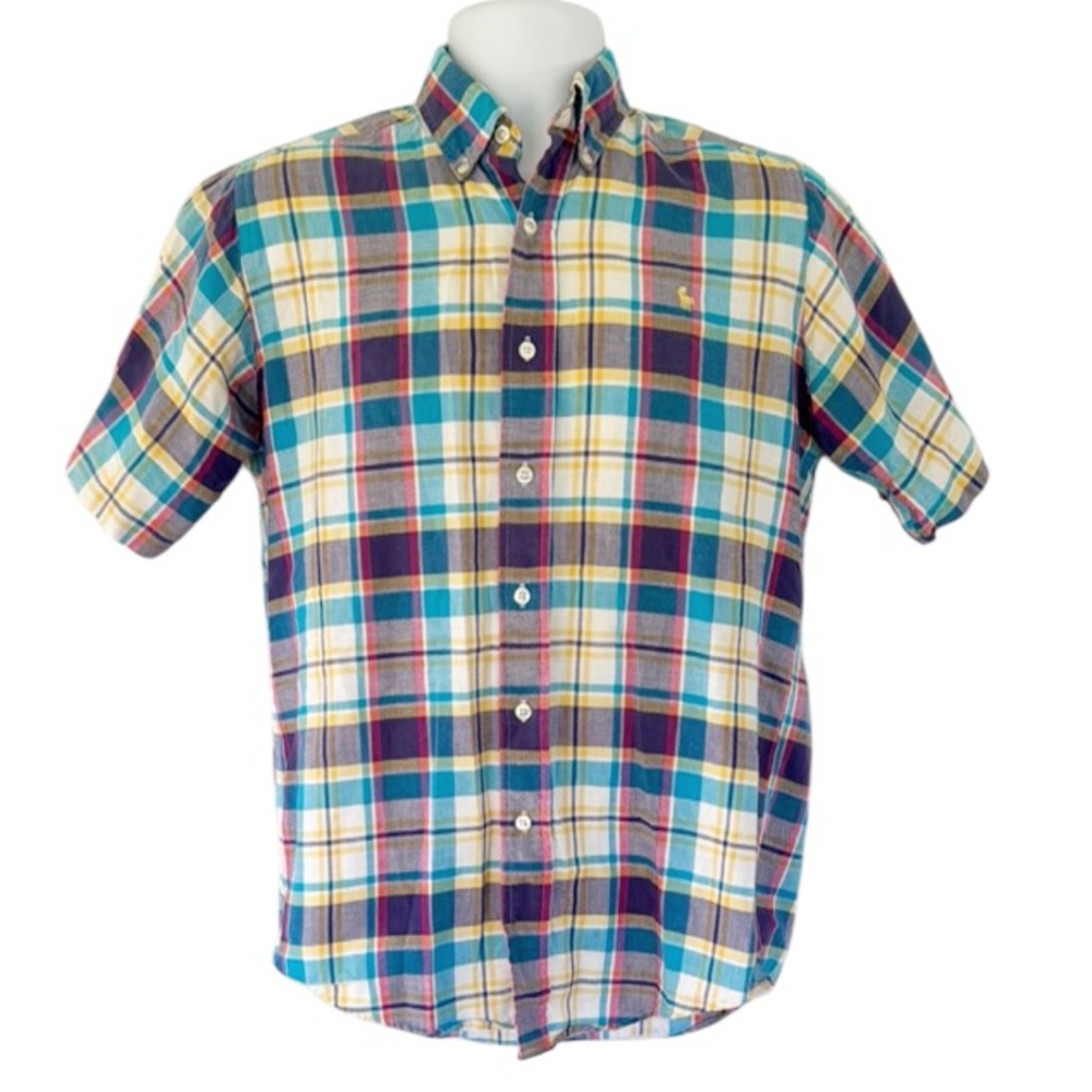 Vintage Hunt Club men’s colorful plaid short sleeve button down shirt size small